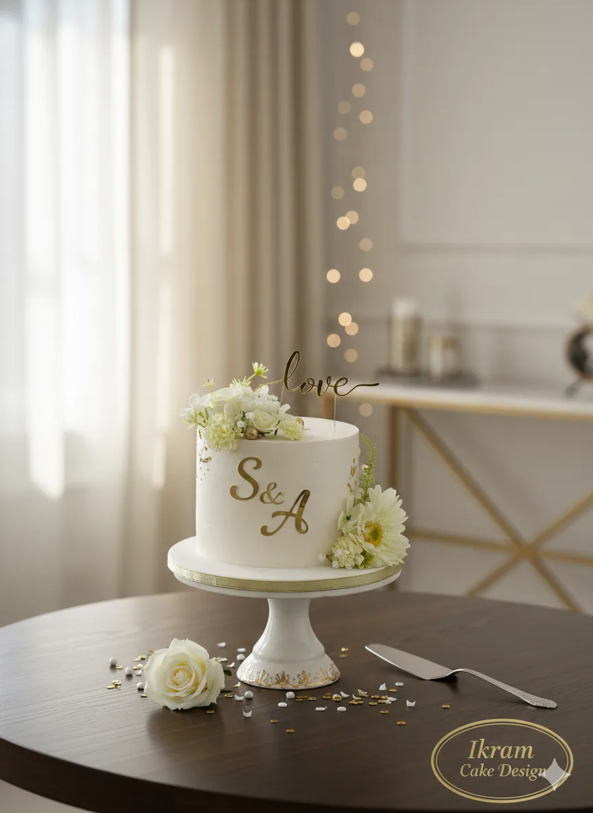 Wedding cake amour fleurs blanches