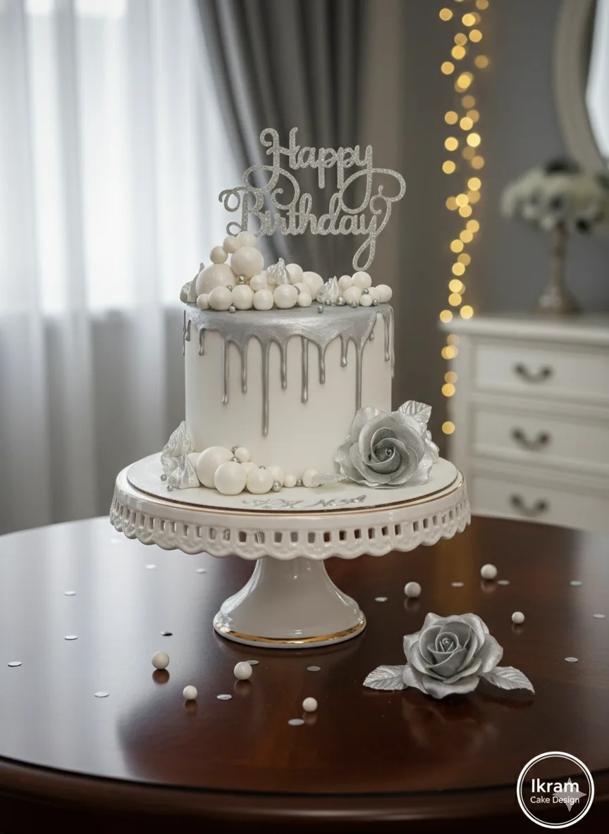 Gâteau mariage argent roses chic Bruxelles