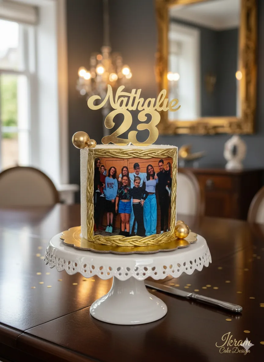 Gâteau anniversaire photo famille personnalisé