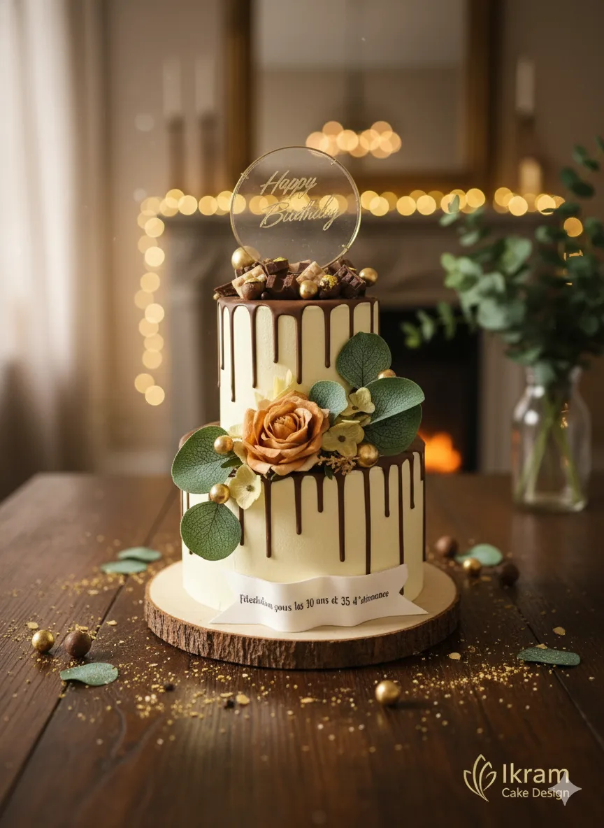 Drip cake fleurs anniversaire Bruxelles